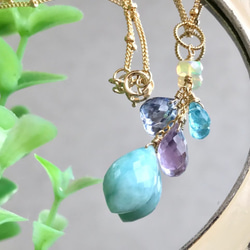 K14GF Larimar and pink amethyst pendant top 第9張的照片