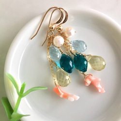 K14GF Lemon Quartz and Peacock Quartz Mermaid Earrings 第7張的照片