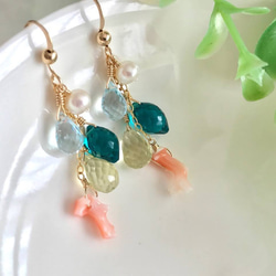 K14GF Lemon Quartz and Peacock Quartz Mermaid Earrings 第10張的照片