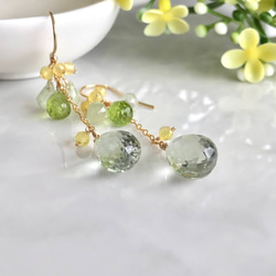 K14GF Green amethyst and Prehnite Earrings 第2張的照片