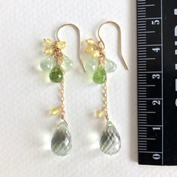 K14GF Green amethyst and Prehnite Earrings 第4張的照片