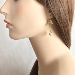 K14GF Green amethyst and Prehnite Earrings 第5張的照片