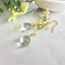 K14GF Green amethyst and Prehnite Earrings 第9張的照片