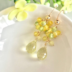 K14GF Lemon Quartz and Yellow Chalcedony Earrings 第1張的照片