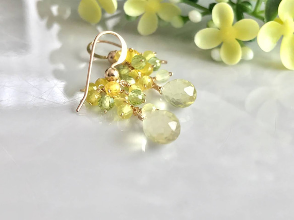 K14GF Lemon Quartz and Yellow Chalcedony Earrings 第3張的照片