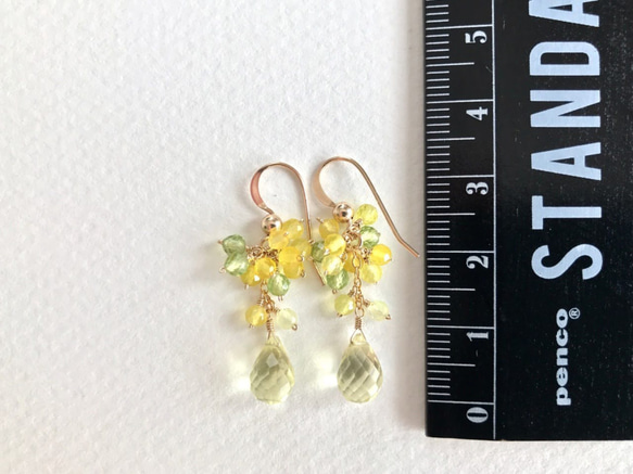 K14GF Lemon Quartz and Yellow Chalcedony Earrings 第4張的照片