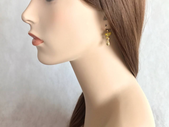 K14GF Lemon Quartz and Yellow Chalcedony Earrings 第5張的照片