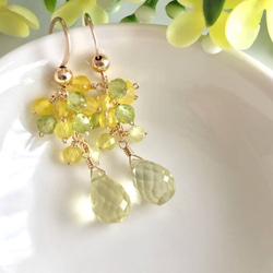 K14GF Lemon Quartz and Yellow Chalcedony Earrings 第7張的照片