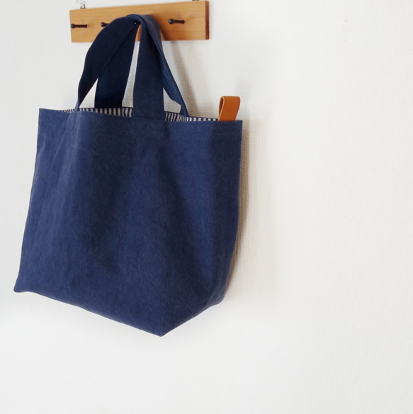 受注製作】本革タグのシンプル帆布トート Lサイズ (ヴィンテージ