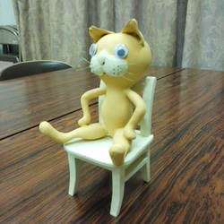 椅子に座った猫ちゃん(ひょうたん細工) 2枚目の画像