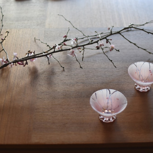 桜 ぐいのみ おちょこ・ぐい呑み・徳利 ワタリグラススタジオ
