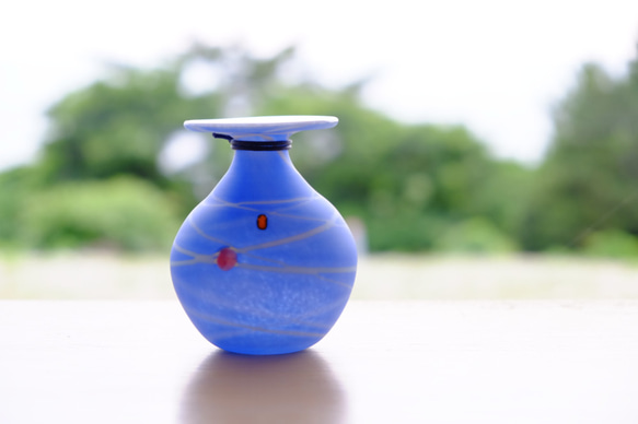 水風船 花かけ 青 一輪挿し・花瓶・花器 ワタリグラススタジオ