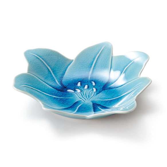 アマリリス皿M　あさぎ色　花型／ブルー／ケーキ皿／0288027 1枚目の画像