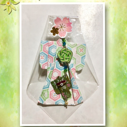 ふわり花咲く和ごろもストラップ 藤色(折り紙・水引) 5枚目の画像