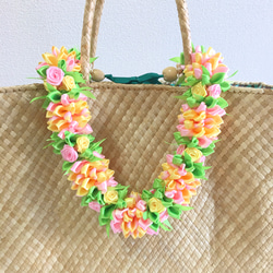 ハワイアンリボンレイ（クロッシェ他） ハワイアン リボンレイ ホットピンク クロッカス 長さ調節可能 バック