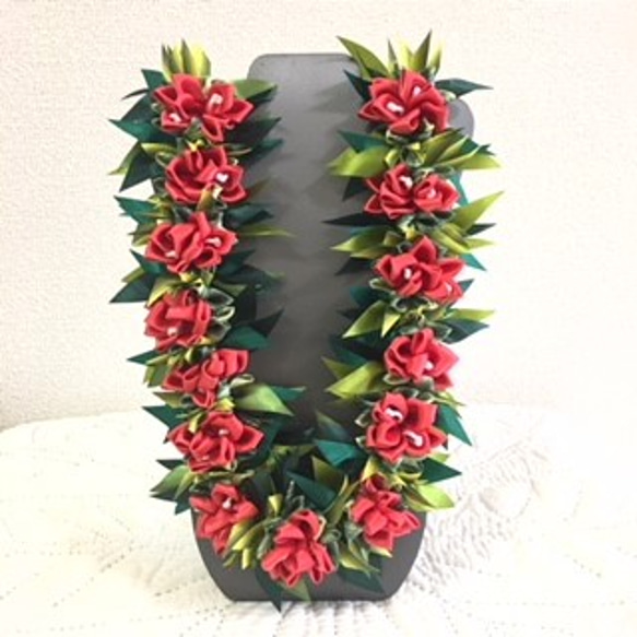 リボンで作ったハワイアンリボンレイ【ブーゲンビリア