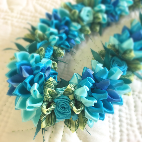 【ふくすけ】【7月中発送】リボンレイ　イエロー×ブルー　パープル×ピンク ふくすけ様専用】【7月中発送】リボンレイ イエロー×ブルー