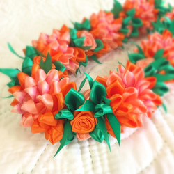 ハワイアン リボンレイ ホットピンク クロッカス 長さ調節可能 バック