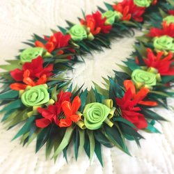 ハワイアン リボンレイ ホットピンク クロッカス 長さ調節可能 バック