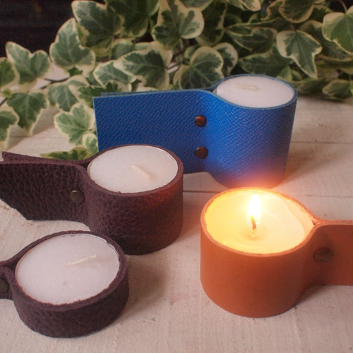 本革 ティーライトキャンドルホルダー1・2・3！ キャンドル