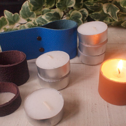 本革 ティーライトキャンドルホルダー1・2・3！ キャンドル