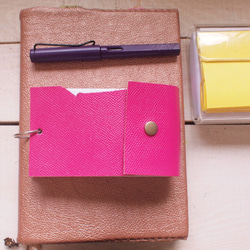 本革ピンク　情報カードケース　　5"×3"サイズ 1枚目の画像