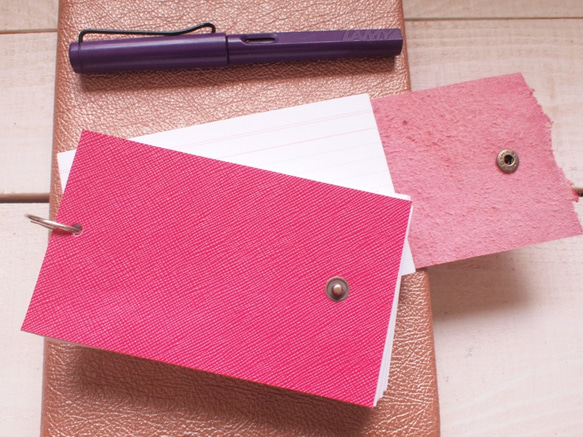 本革ピンク　情報カードケース　　5"×3"サイズ 5枚目の画像