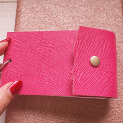 本革ピンク　情報カードケース　　5"×3"サイズ 6枚目の画像