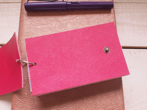 本革ピンク　情報カードケース　　5"×3"サイズ 7枚目の画像