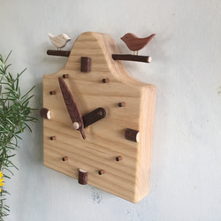 置き時計＆掛時計　『お空でピピピ』　木製時計 2枚目の画像