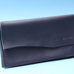 DANKE MEISTER wallet 財布　ユニセックス　レザー　ハンドメイド　ダンケマイスター ネイビー 1枚目の画像