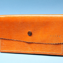 DANKE MEISTER wallet 財布　ユニセックス　レザー　ハンドメイド　ダンケマイスター オレンジ 1枚目の画像