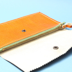 DANKE MEISTER wallet 財布　ユニセックス　レザー　ハンドメイド　ダンケマイスター オレンジ 3枚目の画像