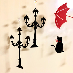 街灯と猫のモビール 3枚目の画像
