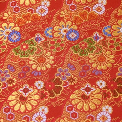 錦緞布料道長小花朵圖案紅色（8130D-EA3） 第2張的照片