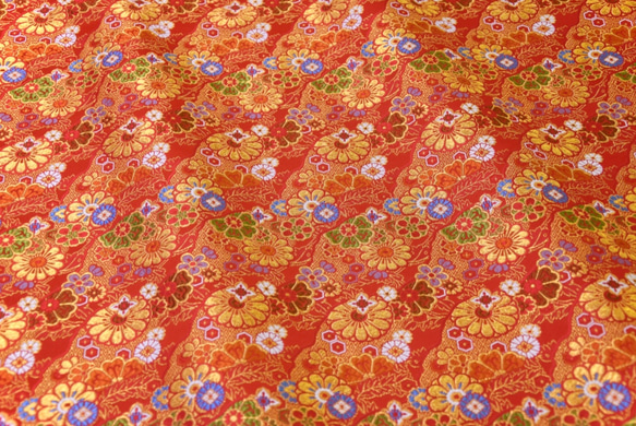 錦緞布料道長小花朵圖案紅色（8130D-EA3） 第6張的照片