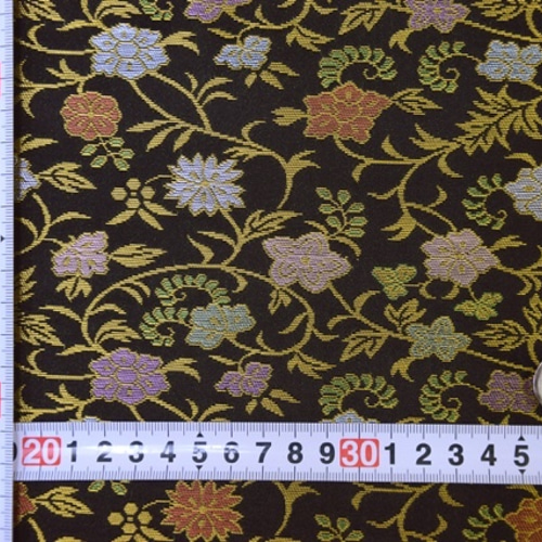 金襴 正絹 名物裂(めいぶつぎれ)調 小花唐草文様 黒（263-W