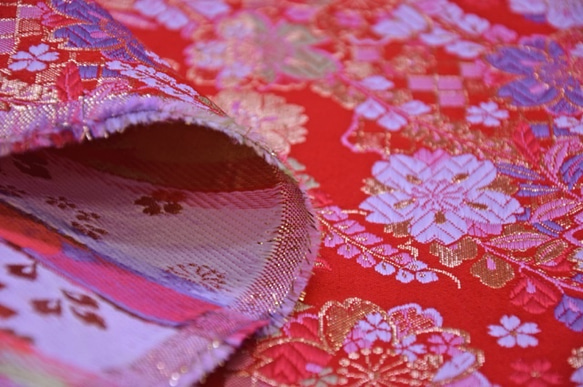 富士晶格紅色織錦織物櫻花（6795-EA5-2） 第5張的照片