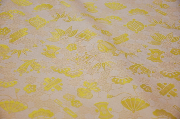 織錦織物寶用盡黃色 ☆ 織物寬度約 33 厘米 x 長度 50 厘米 ☆ 連續切割可能 (159-HM5) 第3張的照片