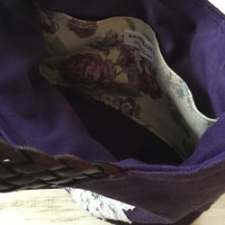 紫リネンのアンティークモチーフミニトートバッグ 3枚目の画像