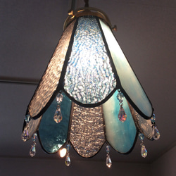 ステンドグラス.大人可愛いペンダントライト☆彡ライトブルー(シェード