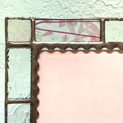 ステンドグラス写真立て☆ピンク&クリア【１点もの】 4枚目の画像