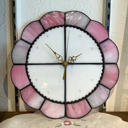 お花の時計 １点もの 桜色ピンク(壁掛け時計) 2枚目の画像