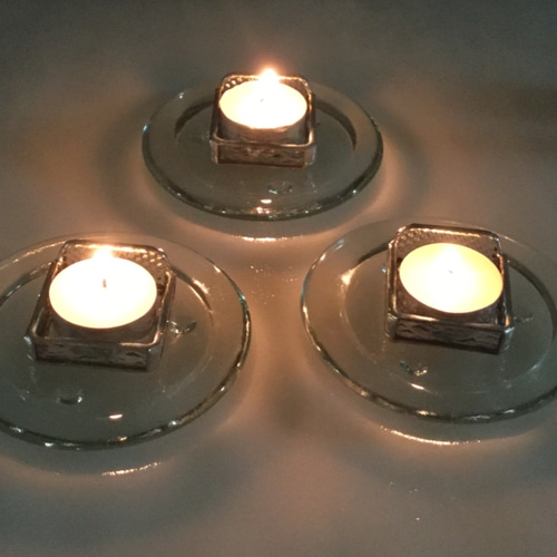 小さなキャンドルホルダー浅型☆ローズガラスミニ キャンドル