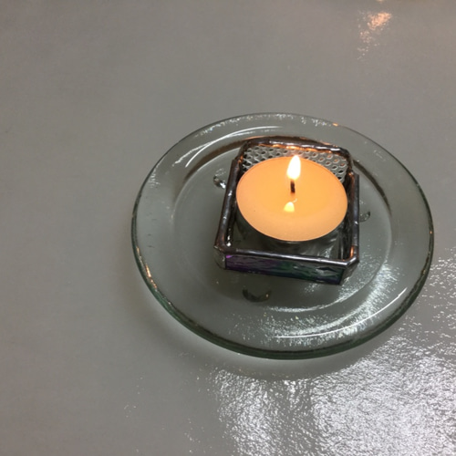 小さなキャンドルホルダー浅型☆ローズガラスミニ キャンドル