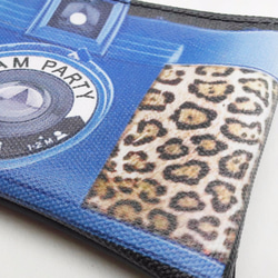 |私はPARTY AM |手作りキャンバス革財布 - ヒョウの一眼レフカメラ[貼り付けMaijiuブランドバッジやトラベルカード 3枚目の画像
