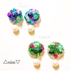 Flower Garden ピアス(Green) 1枚目の画像