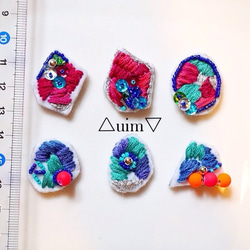 カラフル刺繍イヤリング 4枚目の画像