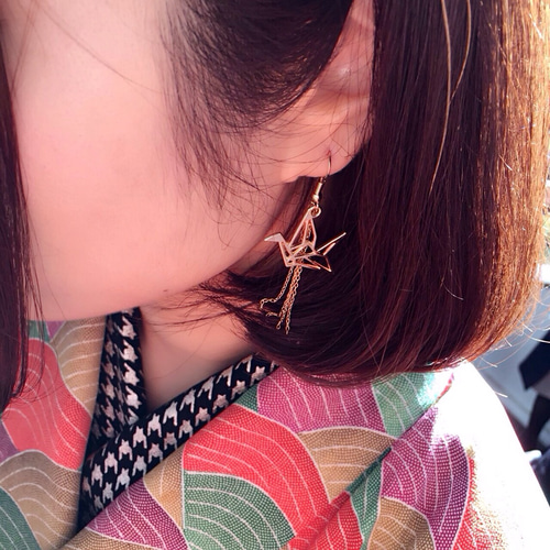 ORIGAMI-折り鶴‐ イヤリング ピアス（フック・チェーン） △uim▽ 通販