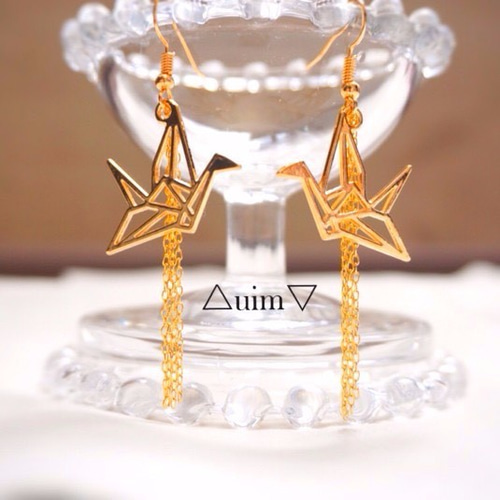 ORIGAMI-折り鶴‐ ピアス ピアス（フック・チェーン） △uim